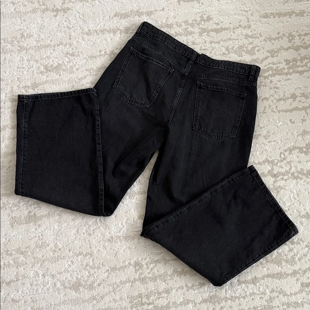 Mango Danila High-Rise Wide-Leg Black Jeans Size 12. Excellent condition - Picture 3 of 6